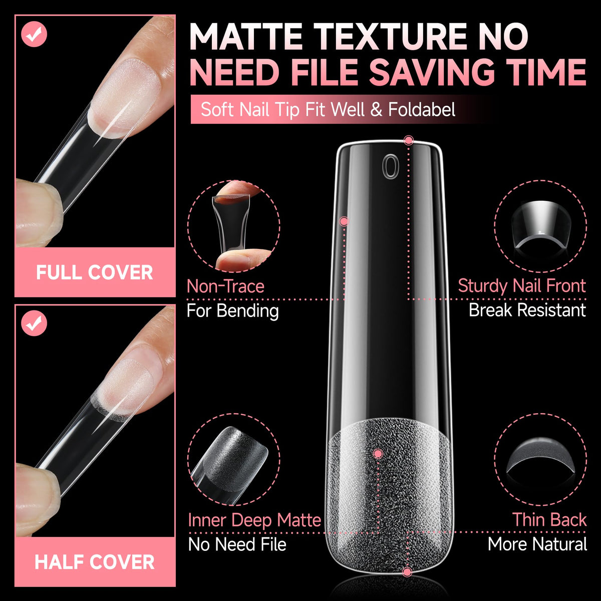 UNA GELLA Square Nail Tips packaged with 12 sizes