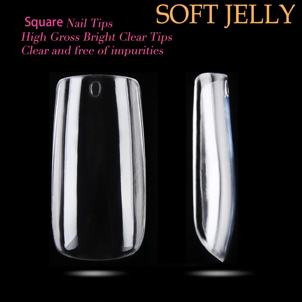 UNA GELLA square nail tips showing smooth edges
