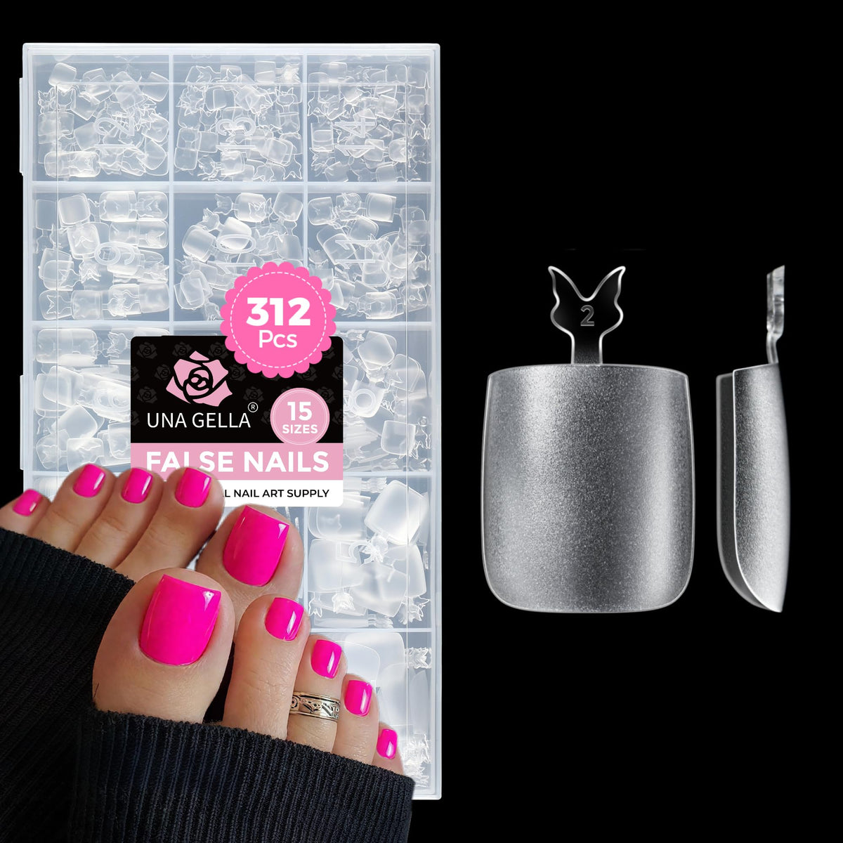 UNA GELLA Square Toe Nail Tips 312Pcs packaging front view