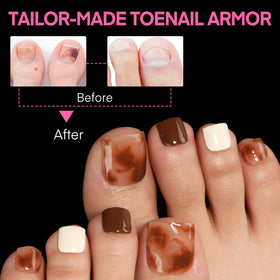 UNA GELLA Square Toe Nail Tips applied on toenails