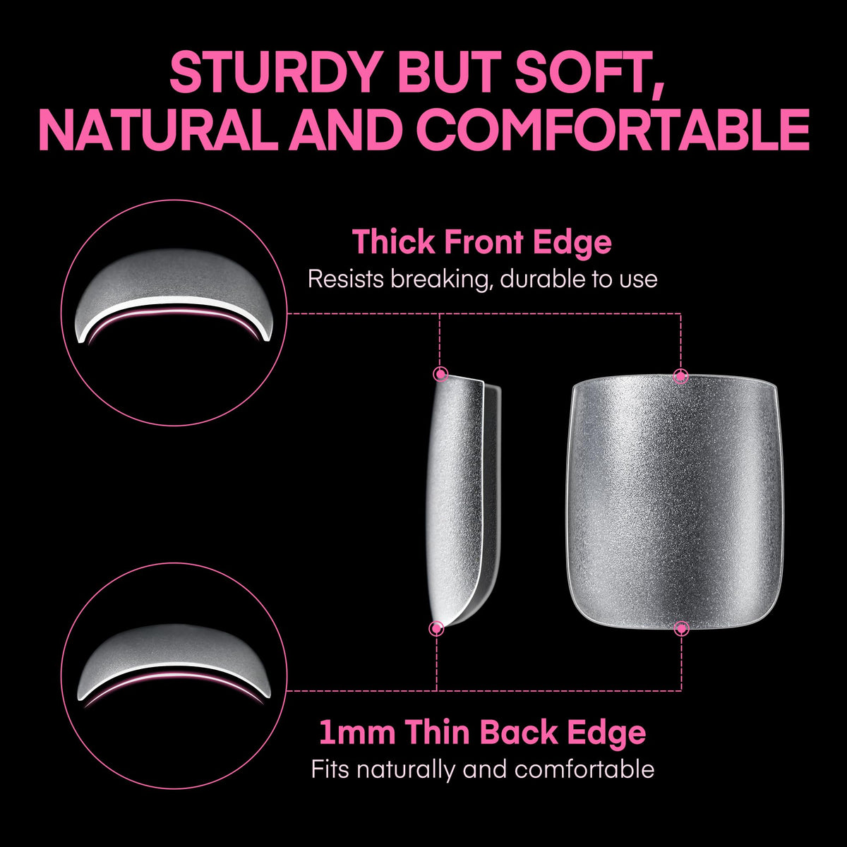 UNA GELLA Square Toe Nail Tips showing butterfly-shaped handle