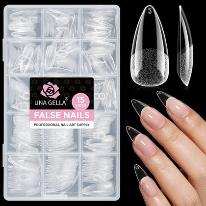 UNA GELLA Stiletto Gel Nail Tips clear tips front view