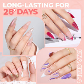 UNA GELLA Stiletto Gel Nail Tips packaging with sizes