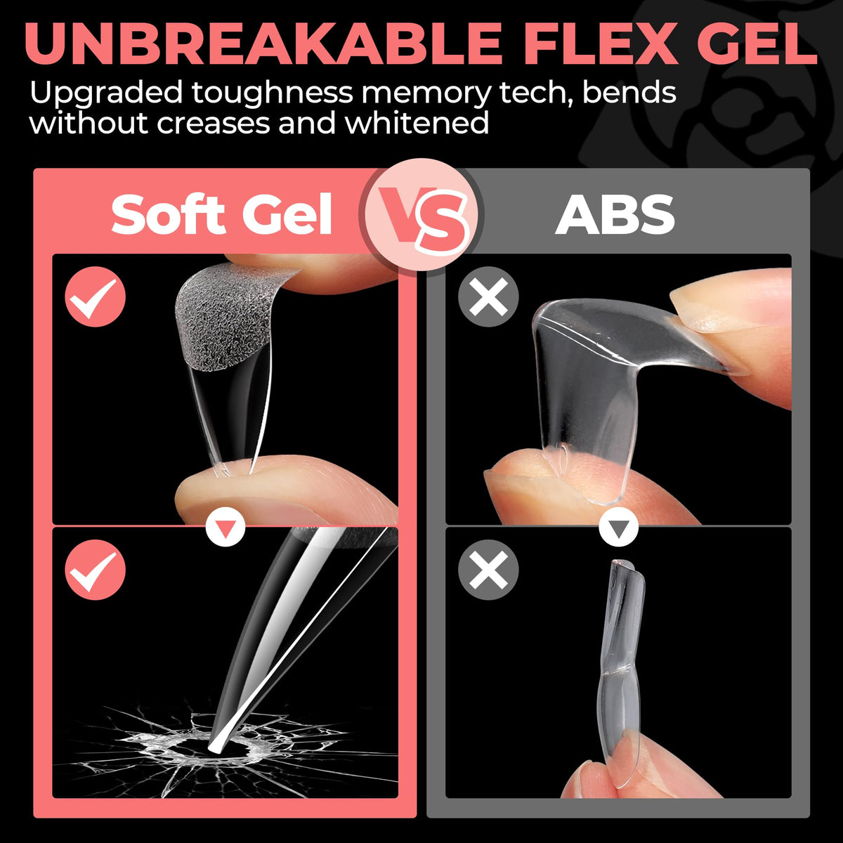 UNA GELLA Stiletto Gel Nail Tips with acetone for removal