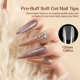 UNA GELLA Stiletto XXL Nail Tips with clear surface
