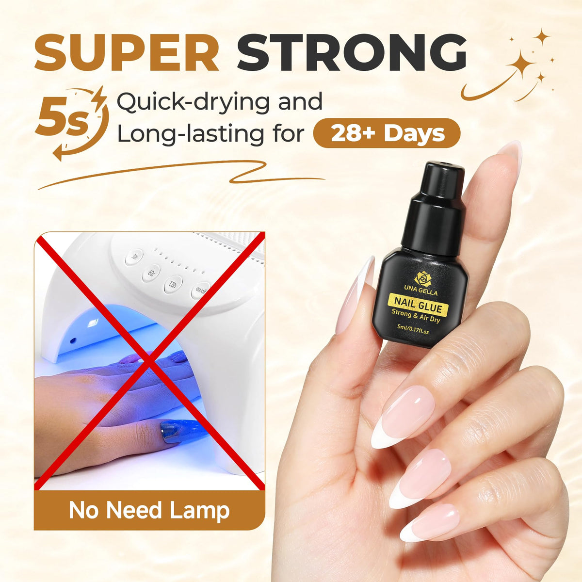 UNA GELLA Super Nail Glue application on press-on nails