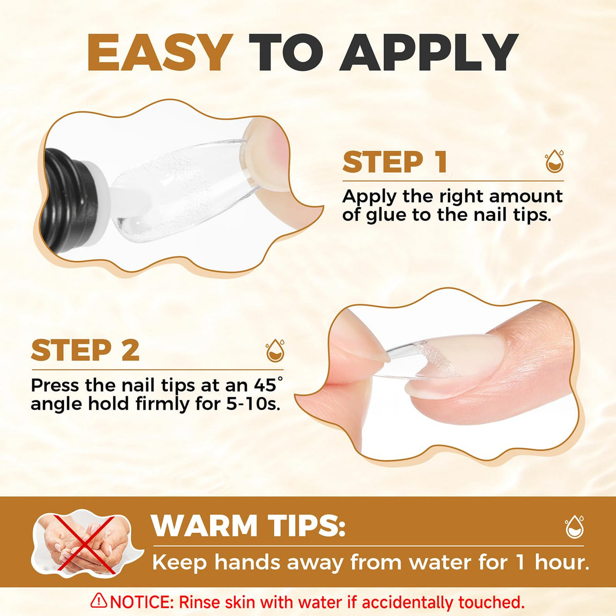 UNA GELLA Super Nail Glue on a table with nail tips