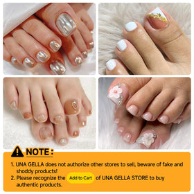 UNA GELLA Toe Nail Tips 12 sizes organised grid