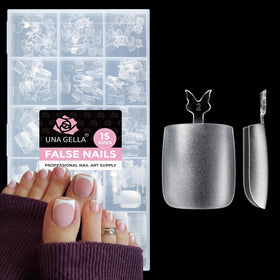 UNA GELLA Toe Nail Tips 15 sizes square style front view