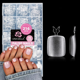 UNA GELLA Toe Nail Tips 216Pcs square full cover set