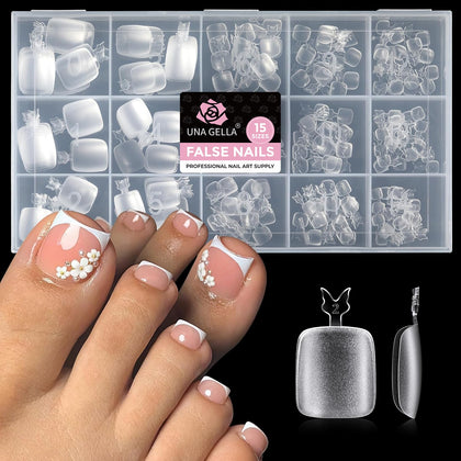 UNA GELLA Toe Nail Tips 312Pcs front view with various sizes