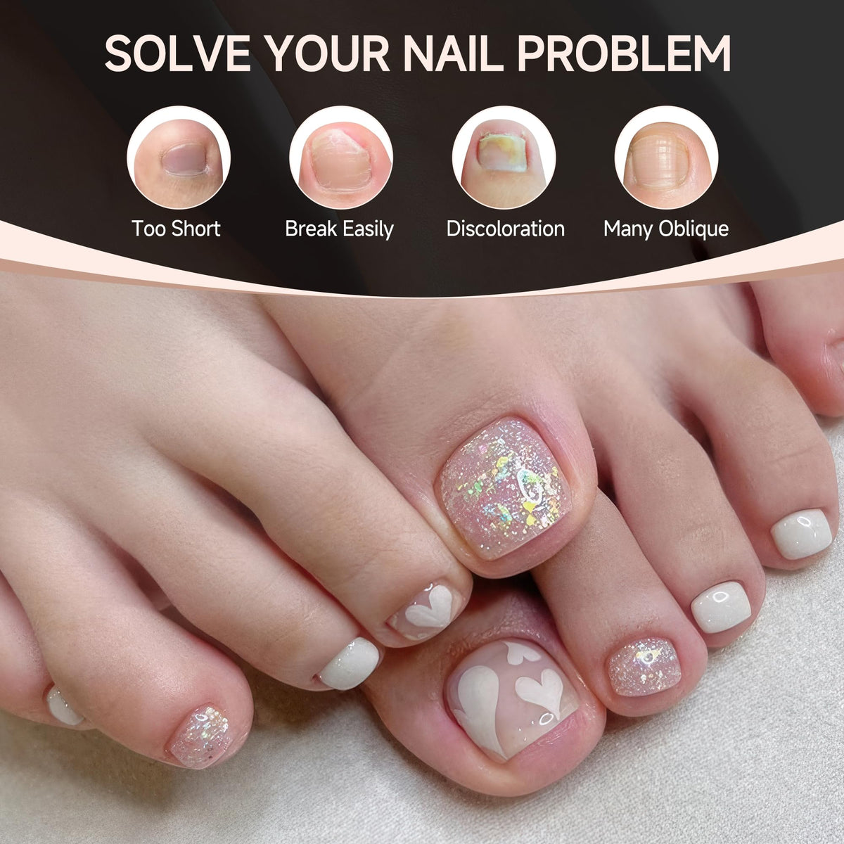 UNA GELLA Toe Nail Tips in packaging with clear design