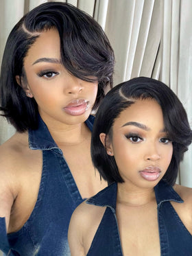 UNICE 12 inch bob wig showing the 7x5 lace closure