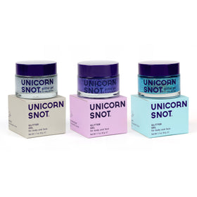 UNICORN SNOT Holographic Glitter Gel front view with three shades