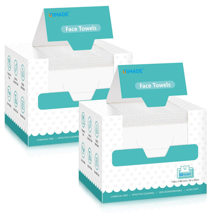 UNIMADE Face Towels 100 Count disposable towelettes packaging front view