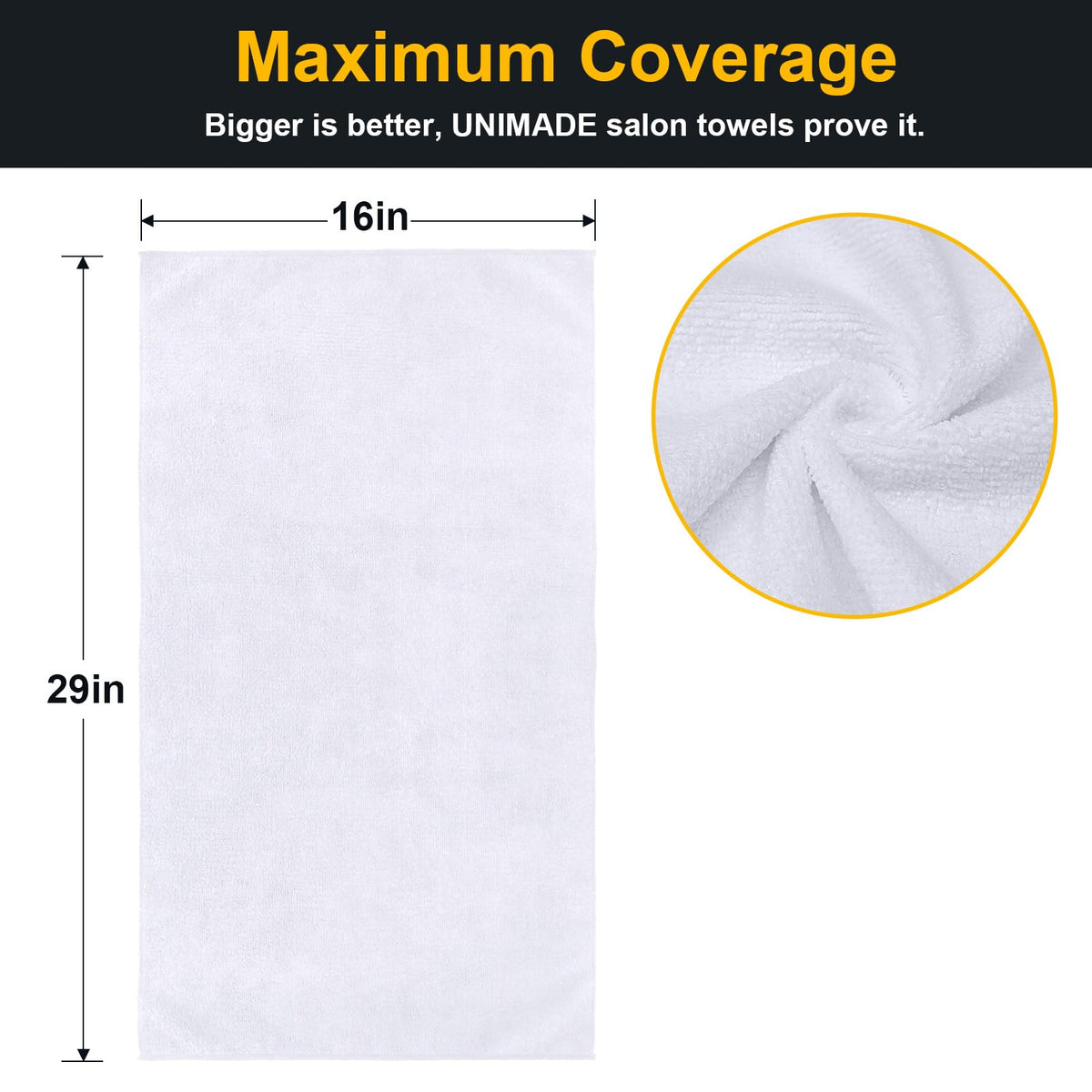 UNIMADE Salon Towels 2 Pack black microfiber towels folded