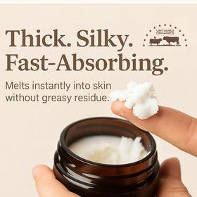 Untamed Organics Beef Tallow Balm application on hand