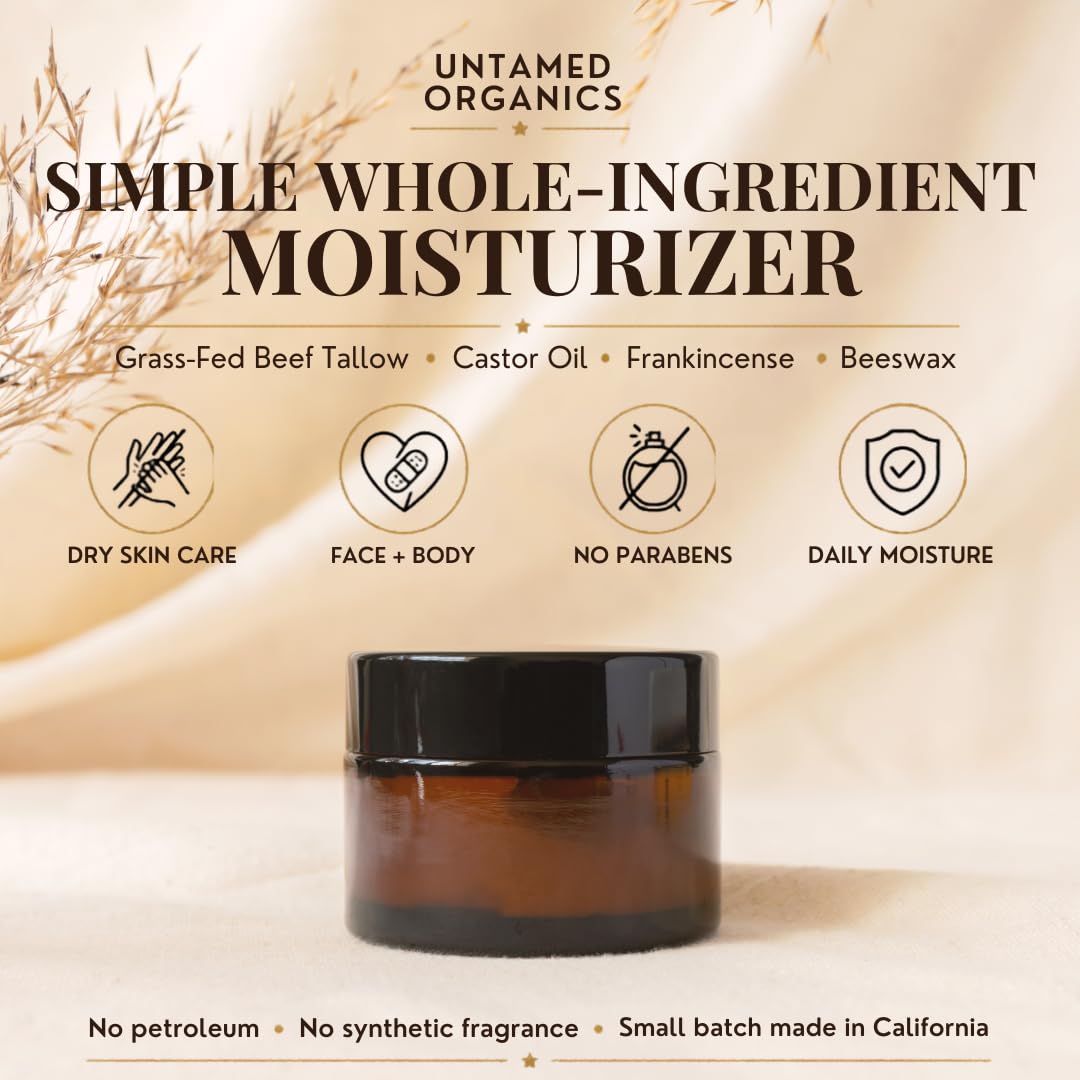 Untamed Organics Beef Tallow Balm open showing texture