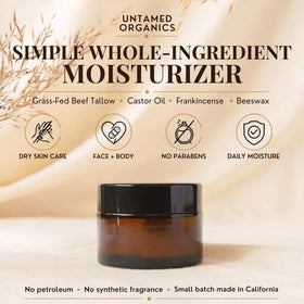 Untamed Organics Beef Tallow Balm open showing texture
