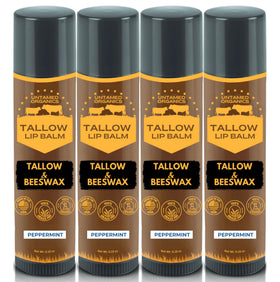 Untamed Organics Pure Tallow Lip Balm 4-Pack, peppermint flavour