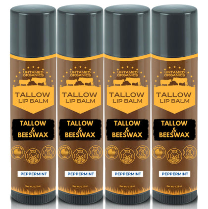 Untamed Organics Pure Tallow Lip Balm 4-Pack, peppermint flavour