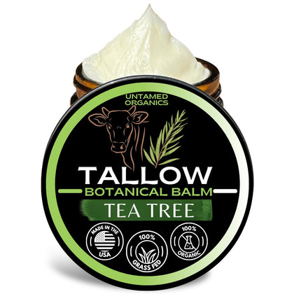 Untamed Organics Tea Tree Tallow Balm 2 oz jar front view