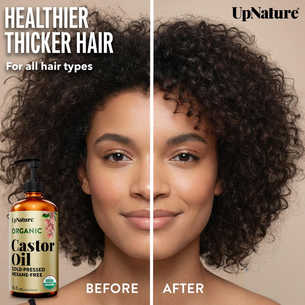 UpNature Organic Castor Oil with mascara wand for application