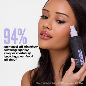 URBAN DECAY All Nighter Setting Spray with makeup products