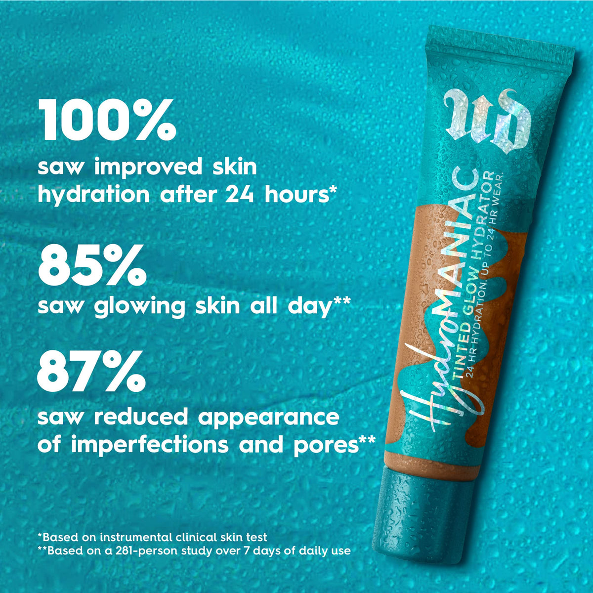 URBAN DECAY Hydromanic Tinted Glow Hydrator 40 Light Medium with swatch on skin