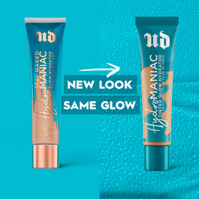 URBAN DECAY Hydromanic Tinted Glow Hydrator 51 Medium Neutral with makeup brush