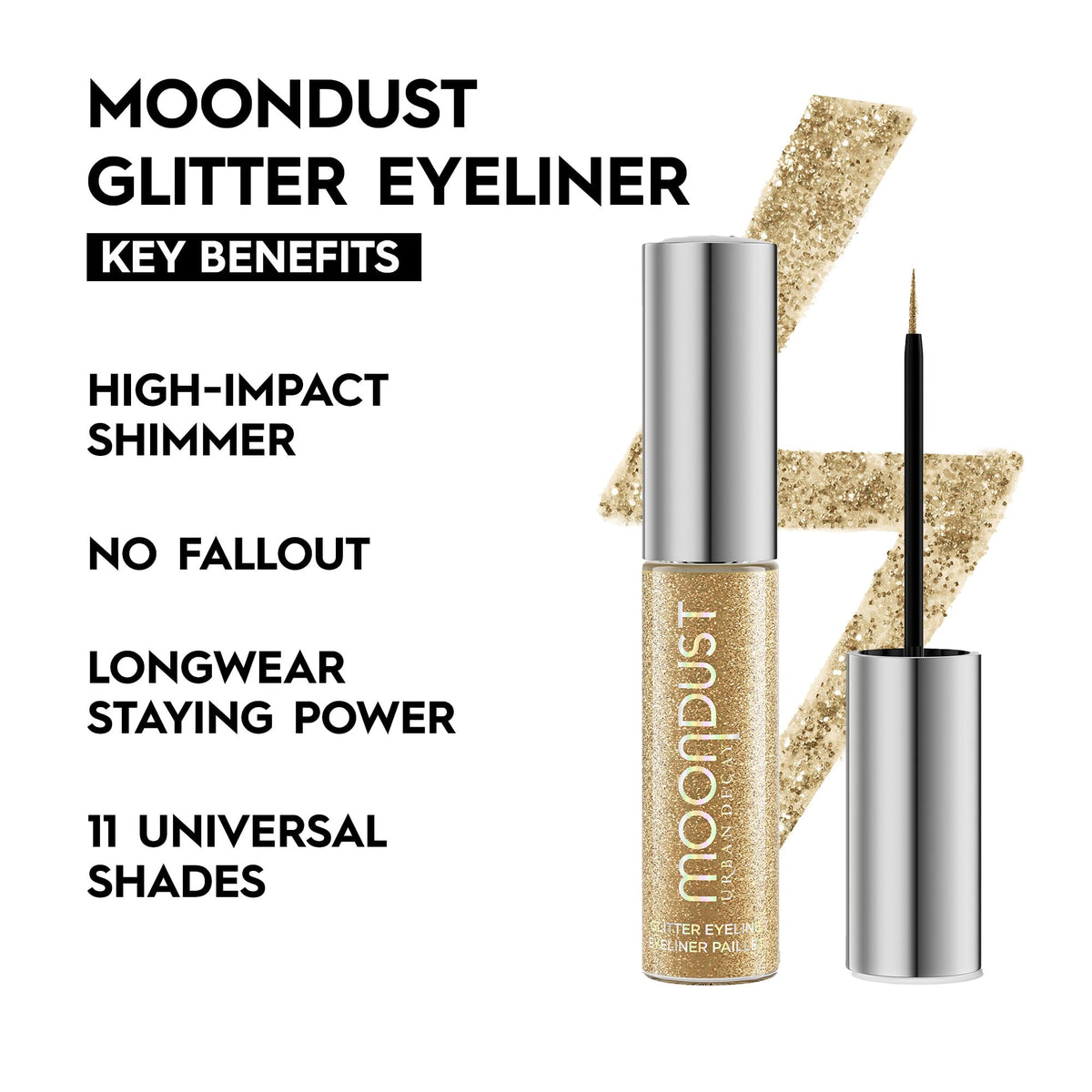URBAN DECAY Moondust Glitter Liquid Eyeliner Midnight Cowboy brush tip close-up