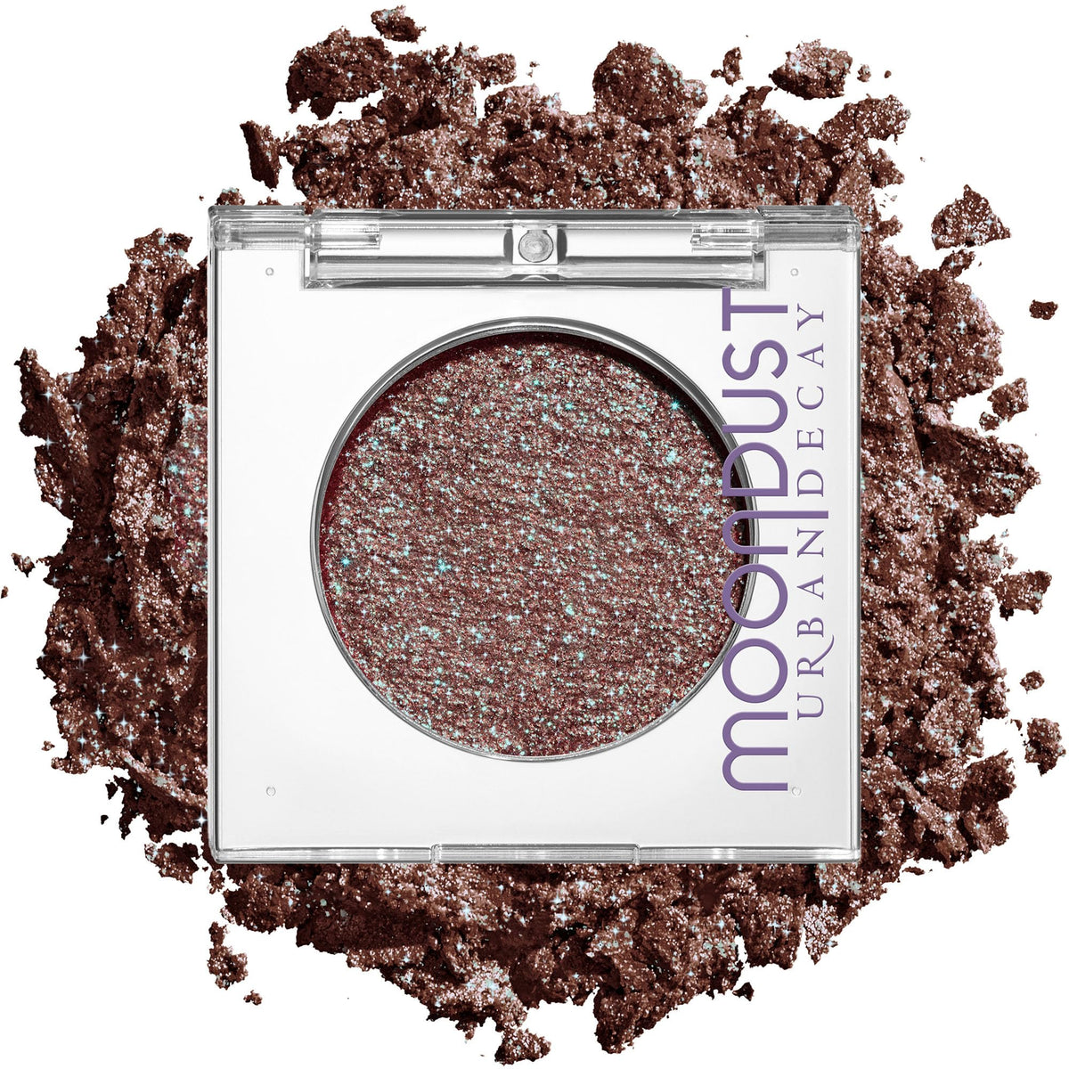 URBAN DECAY Moondust Red Eyeshadow front view with green sparkle