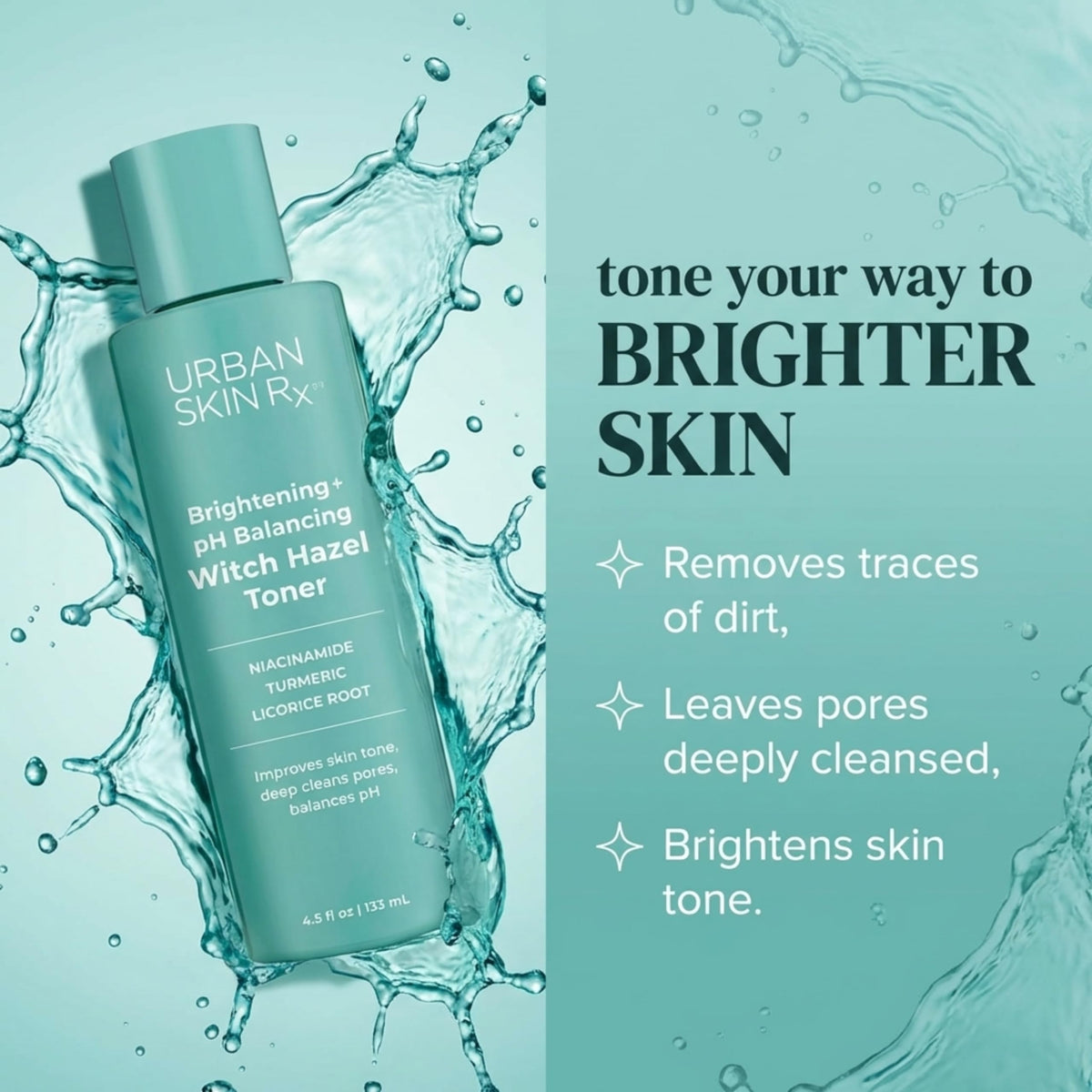 Urban Skin Rx Witch Hazel Brightening Toner back view with ingredients