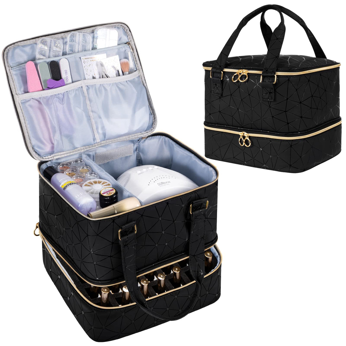 Uross Nail Polish Organizer Bag front view in black