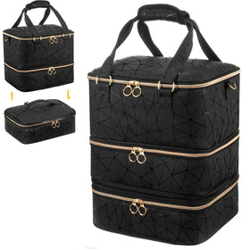 Uross Nail Polish Organizer Bag front view in black