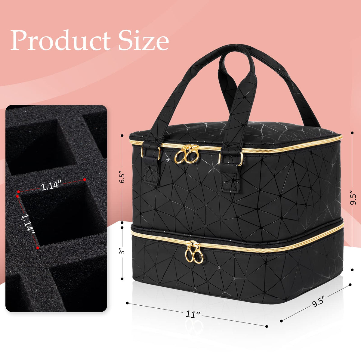 Uross Nail Polish Organizer Bag with nail supplies inside