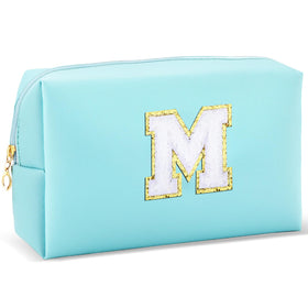 URSKYTOUS Initial Makeup Bag blue model front view