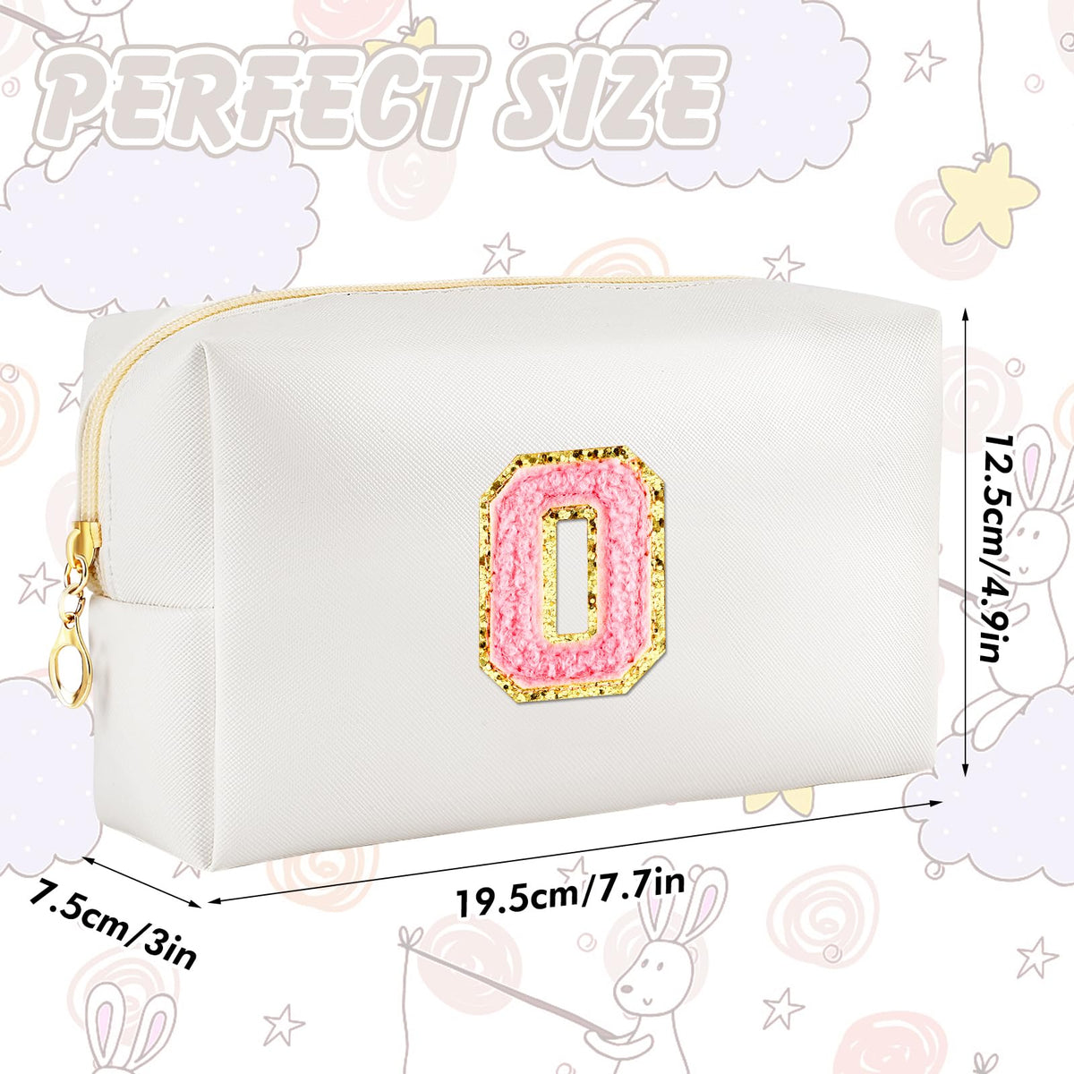 URSKYTOUS Initial Makeup Bag in a travel setting with cosmetics