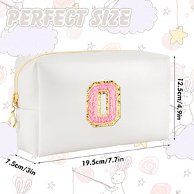 URSKYTOUS Initial Makeup Bag in a travel setting with cosmetics