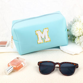 URSKYTOUS Initial Makeup Bag with chenille letter detail