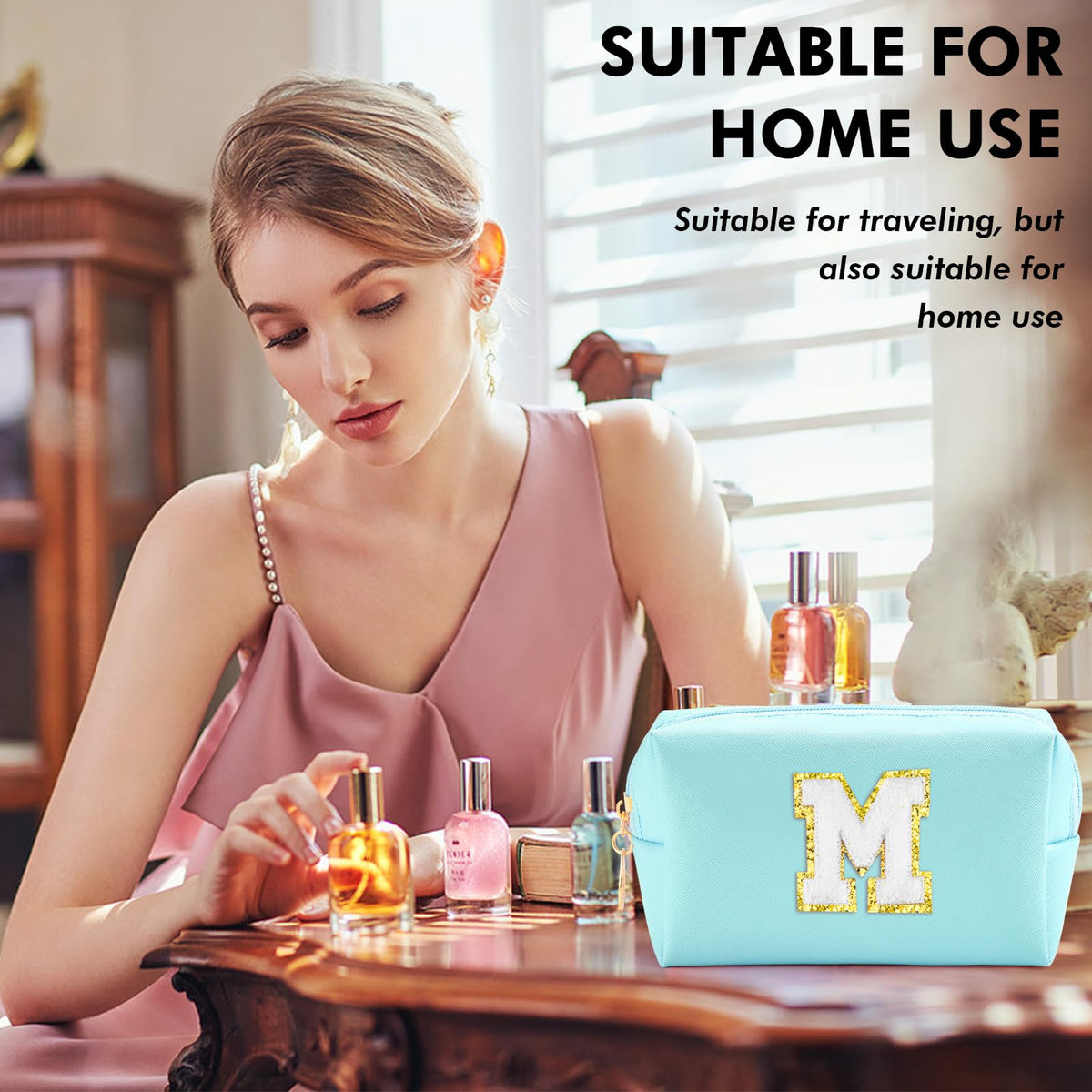 URSKYTOUS Initial Makeup Bag zipper detail