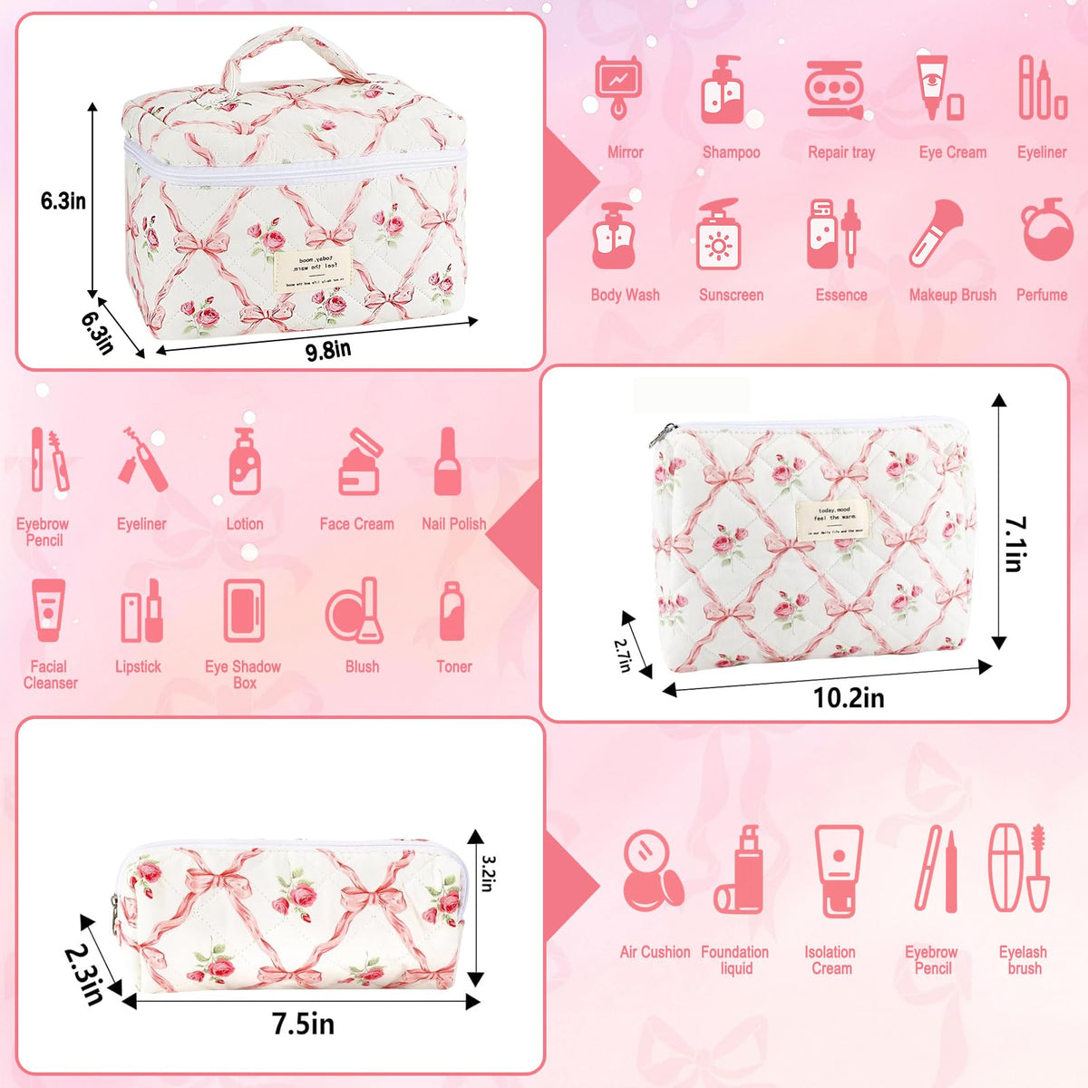 URSKYTOUS large makeup bag showing smooth zipper