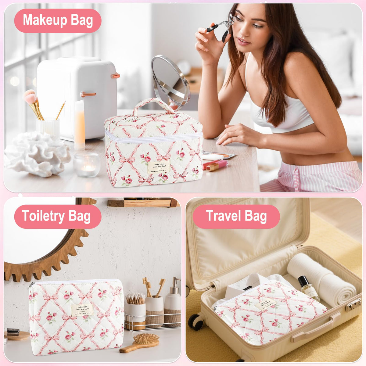 URSKYTOUS small makeup bag with brushes inside
