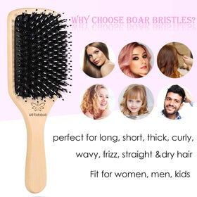 URTHEONE Boar Bristle Hair Brush in hand demonstrating use