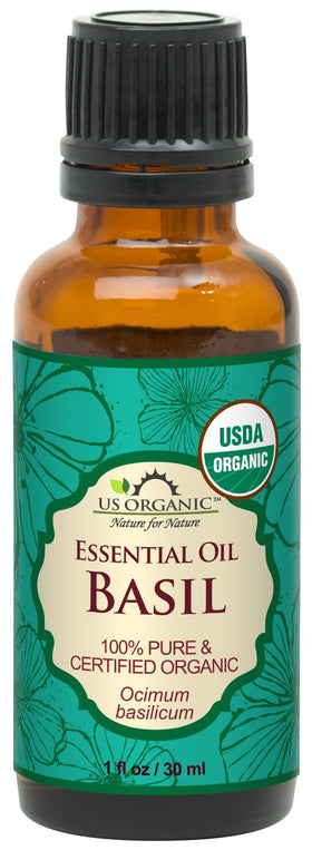 US Organic 100% Pure Basil Essential Oil 30ml front view