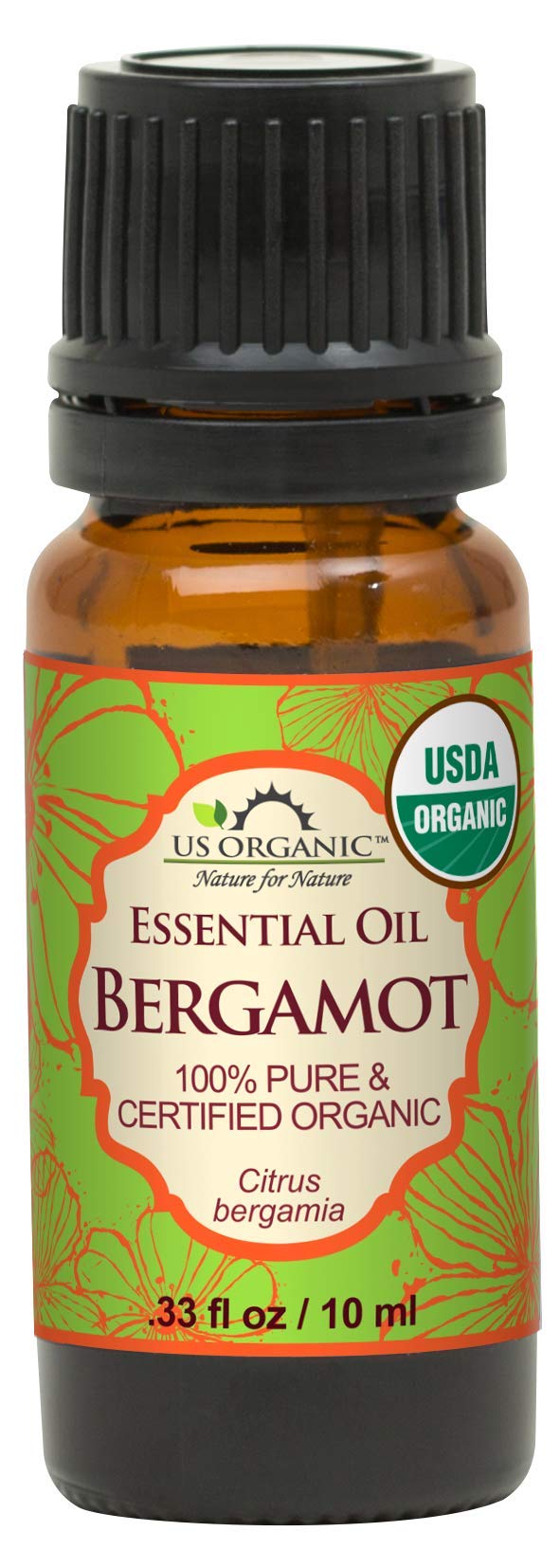 US Organic 100% Pure Bergamot Essential Oil 10ml front view