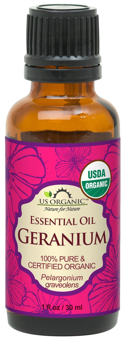US Organic 100% Pure Geranium Essential Oil 30ml front view