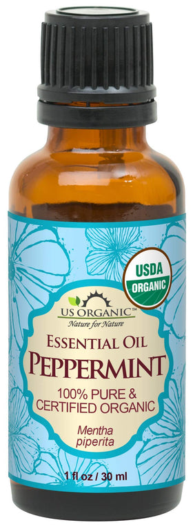 US Organic 100% Pure Peppermint Essential Oil 30ml bottle front view