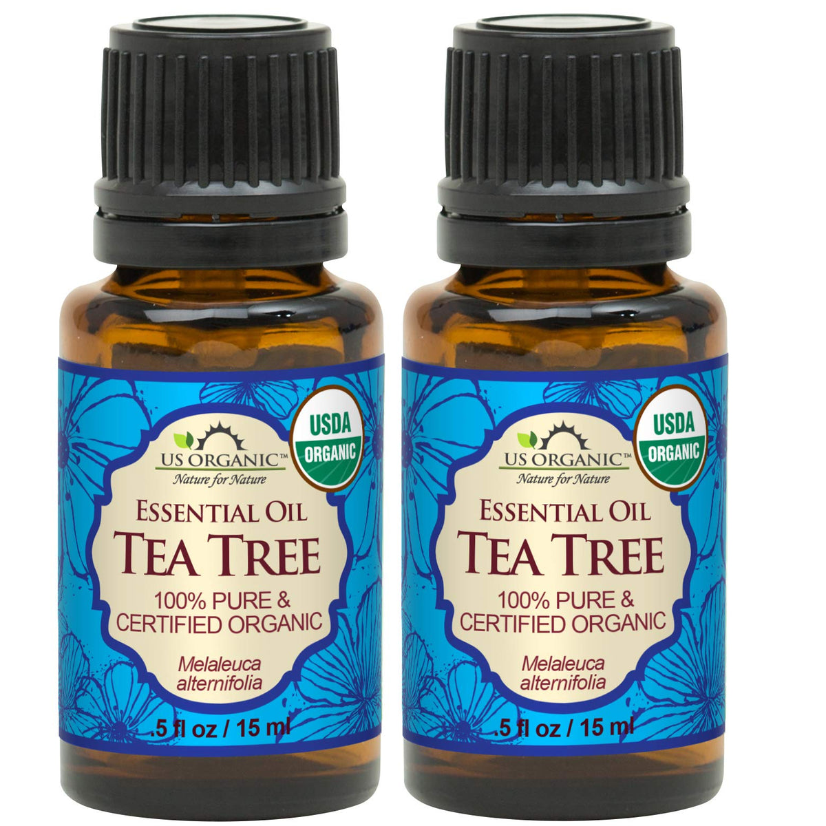 US Organic 100% Pure Tea Tree Essential Oil 15ml front view