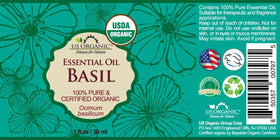 US Organic Basil Essential Oil bottle with Euro dropper